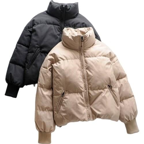 Fashion Women Solid Short Coat Parkas Thick 2021 Winter Zipper Pockets Female Warm Elegant Coat Jacket For Lady