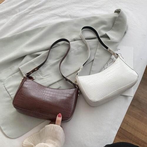 Fashion Crocodile Pattern Baguette Bags PU Leather for Women 2020 Elegant Design Luxury Female Travel