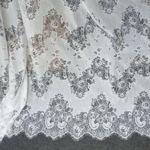 Soft women long dress making lace fabric 1piece 3 meters long! boutique eyelash french lace Fine quality