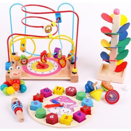 New wooden multi-functional package combination Round bead octave knocking piano Children early education puzzle teaching aid