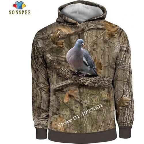 New 3D Printed Harajuku Camo HUNTING ANIMALS Stock Pigeon Bird Hoodies Streetwear Hooded Sweatshirt Long Sleeve Casual Men Hoody