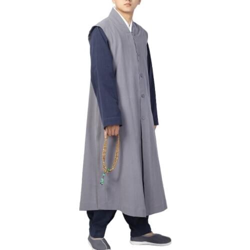 Unisex top quality green/red 100% cotton buddhism robe shaolin monk gown zen lay meditation vest kung fu suits buddha clothing