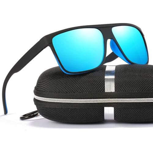 Polarized Sunglasses for Men Women Square Sun Glasses Driving Fishing UV400 With Glasses Case