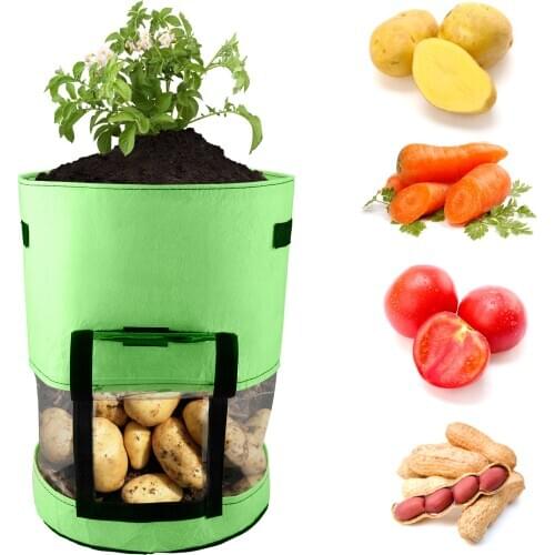 Portable Potato Planting Bags Grow Planter 7/10 Gallon Green 7 Gallons 30D*35H/30D*35H Waterproof Balconies Gardening Supplies
