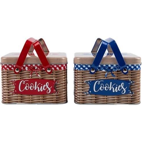 Print Pattern Hand-Held Storage Box Portable Biscuit Chocolate Candy Tin Box