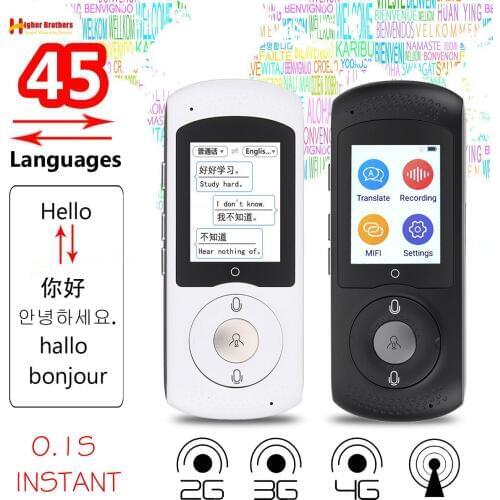 Portable Smart 4G Wifi Intelligent Voice Translator 2.0 Inch Screen 45 Language Traductor Real Time Interpreter Translation