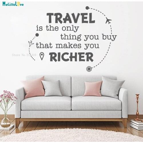 Travel is the Only Thing You Buy That Makes You Richer Wall Sticker Home DecorLiving Room Removable Art Decals Murals YT1237