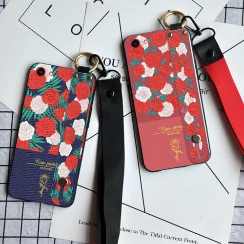 Luxury Floral Wristband Case For Vivo V5 Lite V7 Plus V9 Fashion Lanyard TPU Cover For Vivo Y66 Y67 Y75 Y79 Y81 Y83 Pro Y85