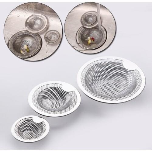 Stainless Steel Mesh Sink Strainer Metal Bathroom Drain Hole Trap Kitchen Sink Anti-Clogging Filter Drain With Handle 3 Sizes