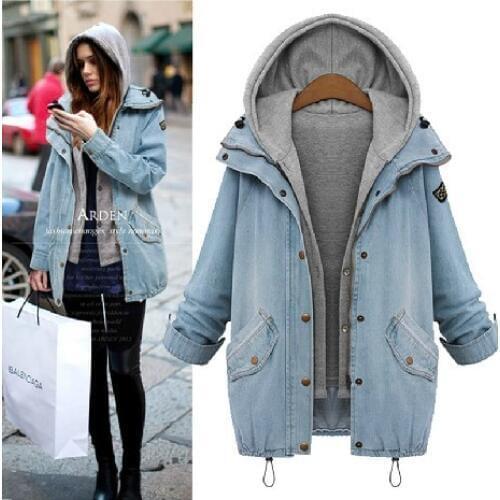 Jean Jacket Womens Coat Women Clothes 2020 Spring Autumn Denim Jacket Korean Vintage 2 Pieces Set Plus Size 5XL 6XL ZT2223