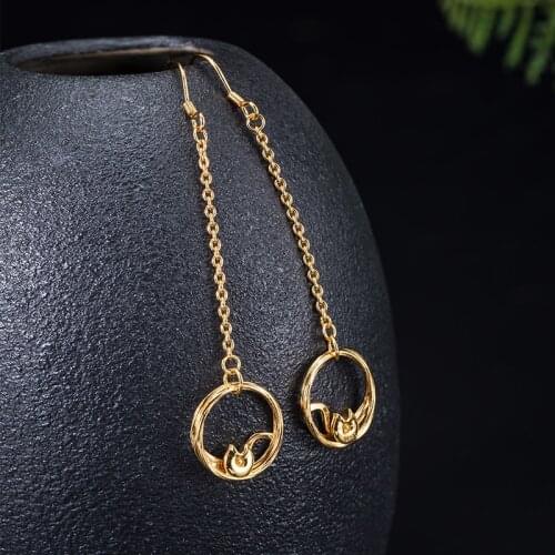 VLA 925 Silver Personalized Simple Hanging Earrings Womens Gold Color Carp Earrings 2021 Fashion Trend