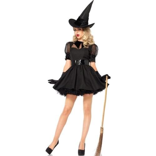Plus Size Black Women Sexy Witch Costume For Halloween Carnival Performance Clothing Halloween Costume Sorceress Costume
