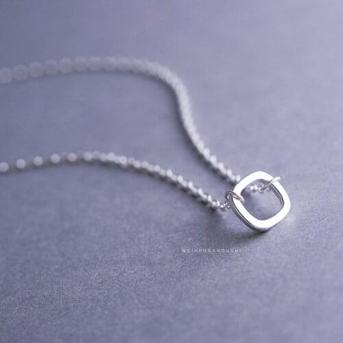 New 925 Sterling Silver square Necklaces Pendant Fashion Sterling Silver Jewelry Statement for Women Bijoux