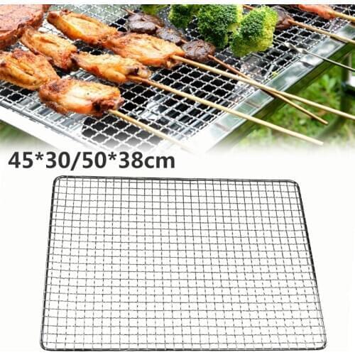 1Pcs Stainless Steel BBQ Grill Wire Mesh Rack BBQ Cooking Grill Net Racks Holders Kitchen Outdoor Cook Tools BBQ Mesh Rack