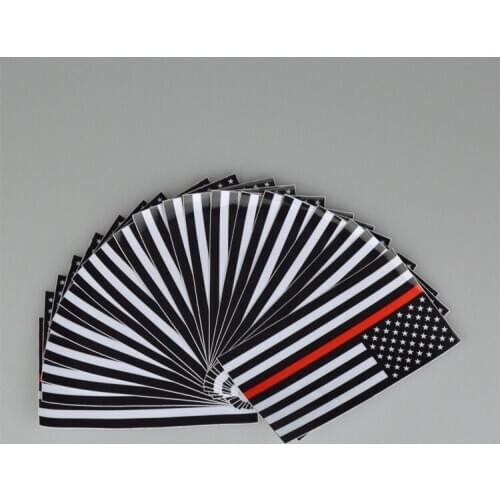1 PC US Thin Red Line USA Flag Honoring Firefighter Flag Decal Sticker