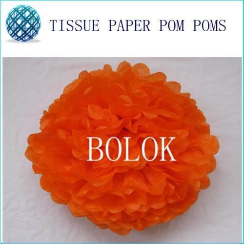 100 pcs14" (35CM) Pom Poms Ball orange Tissue Paper Pom Poms Flower- More Colors For Pick-Wedding-Birthday-Decorations