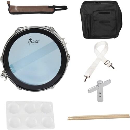 14" Snare Drum Kit with Drum Bag Strap Drumsticks Drumstick Bag Drum Damper Gel Pads Stainless Steel Body PVC Head