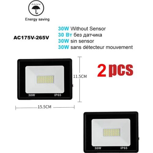 2 pcs 220V 10-100W LED FloodLight Spotlight Exterior Street wall reflector Lamps LED Lights Bright Wireless Motion Sensor Garden