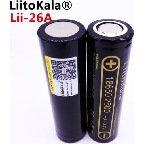 2pcs HK LiitoKala Lii-26A for 3.7V 18650 2600mAh Li-ion Rechargeable Battery The Flashlight Batteries