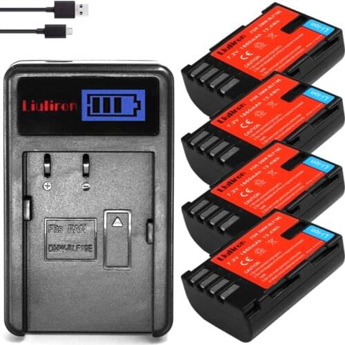 4Pcs DMW-BLF19 DMW BLF19 BLF19E DMW-BLF19e DMW-BLF19PP Battery&LED Dual USB Charger for Panasonic GH3 GH4 GH5 G9