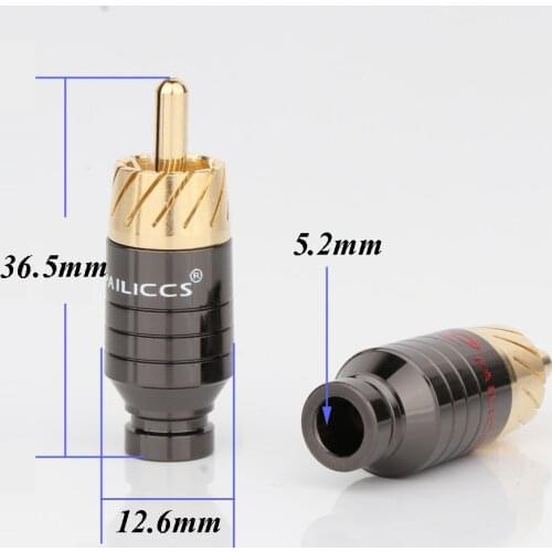 4pcs Pailiccs HIFI Copper RCA Plug, Gold Plated Audio Video Adapter Connector