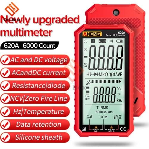 620A Digital Smart Multimeter Transistor Testers 6000 Counts True RMS Auto Electrical Capacitance Meter Temp Resistance