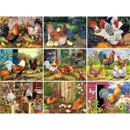 New Arrival 5D DIY Diamond Painting Animals Chicken Kit Full Drill Embroidery Mosaic Art Picture of Rhinestones Home Decoration