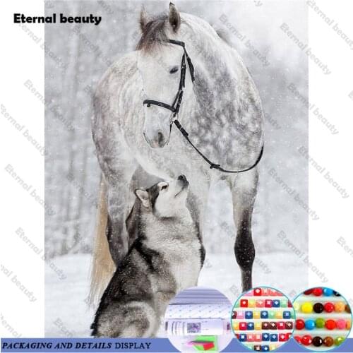 Animal Diamond Embroidery Diy Diamond Painting Dog and Horse Diamond Mosaic Full Drill Rhinestones Wall Art Pictures Home Decor