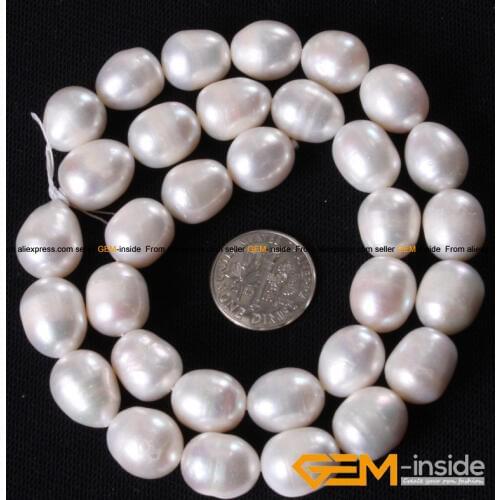 12-13x14-18mm White Genuine Freshwater Pearl Beads Strand 15" DIY Beads Loose Beads For Bracelet Or Necklace Makingwholesale