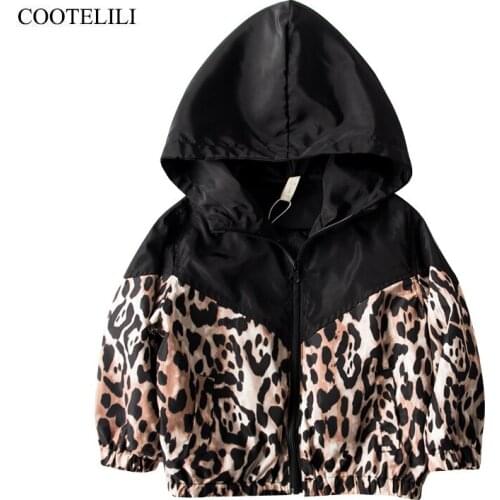 COOTELILI Fashion Leopard Coat Jacket For Girls Windbreaker Children Jacket For Kids Girls Boys CLothes Children Outerwear