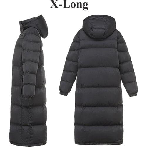 X-Long Women Down Jacket White Duck Down Coat for Women Black Down Jacket Fashion All-match Down Jacket Thick Hooded Down Jacket