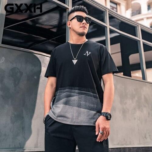 GXXH 2021 Summer Gradient Color Fashion T Shirt Cotton Men Oversized 140kg XXL-7XL Mens Casual Short Sleeve Tees Large Size Tops