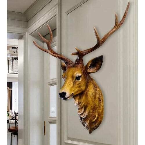 Simulation deer head wall hanging animal head wall decoration European retro creative living room background wall decoration