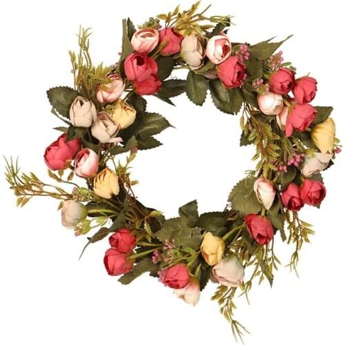 Artificial Rose Flower Wreath with Elegant Best for Front Door Wedding Birthday Party Wall Window Home Decor