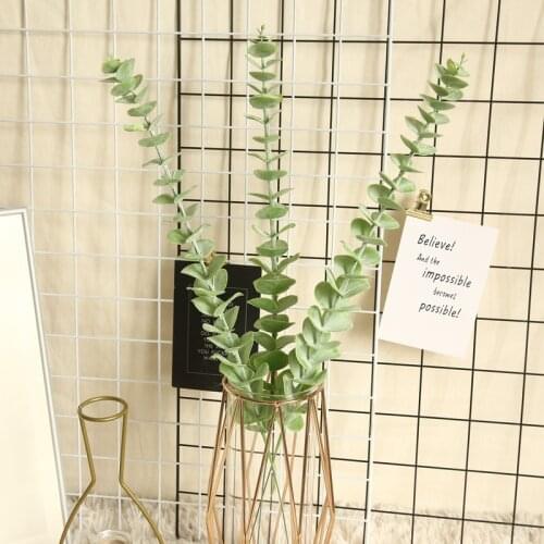 5Pcs Artificial Green Plant Single Eucalyptus Plastic Leaf Simulation Flower Wedding Prop Home Decoration