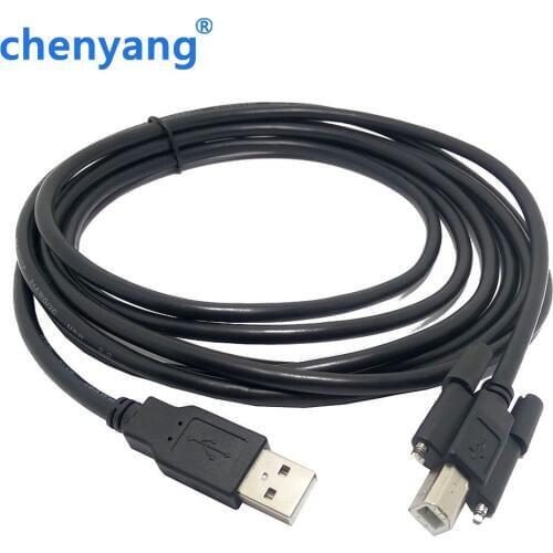 1m 3m 5m USB 2.0 A Male to B Male date Cable with Screw holes Connector For Printer Hard disk box Scanner Industrial camera line