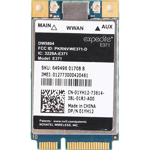 Wireless Adapter Card for Unlocked Dell DW5804 5804 E371 4G LTE/WWAN Mobile Broadband 01YH12 E371 PCI-E 3G/4G WLAN WCDMA module