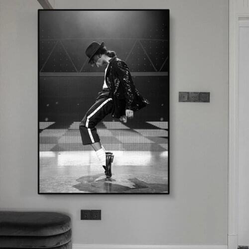 World superstar Michael Jackson canvas paintings and posters, black and white portrait art pictures, home decoration paintings