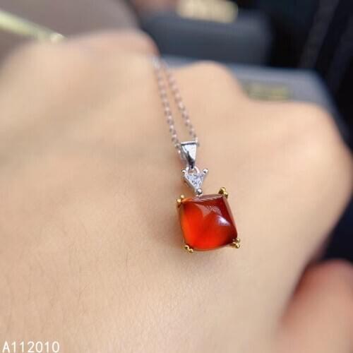 KJJEAXCMY Fine Jewelry 925 Sterling Silver inlaid Natural Garnet Female Pendant Necklace vintage Support test with box