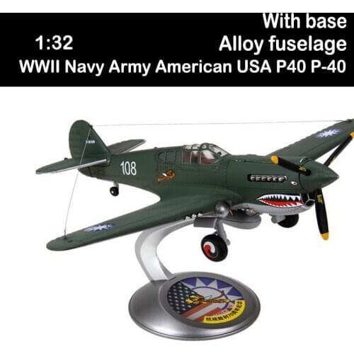 1/32 WWII Navy Army American USA P40 P-40 Flying Tiger Airplane Models Adult Children Toys for Display Adult Military Collection