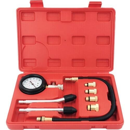 Compression Tester Pressure Gauge Tester Kit Motor Auto Petrol Gas Engine Cylinder Car Motorcycle Pressure Gauge with Adapter
