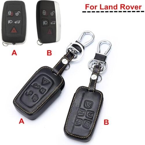 Leather 5 Buttons Car Key Cover Case For Land Rover Range Rover Sport 10-13 Evoque Freelander 2 Discovery Remote Keychain