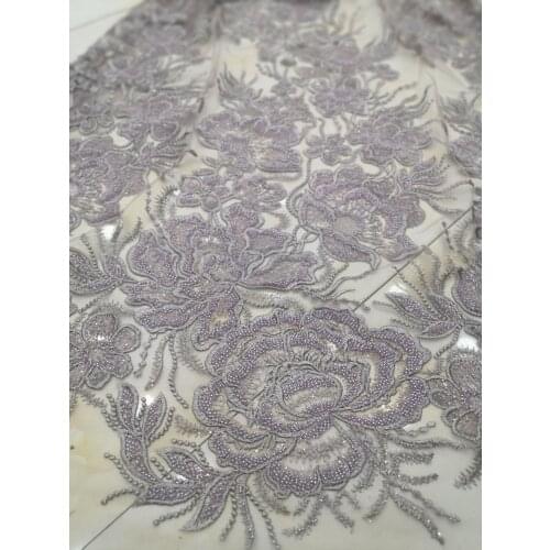 New ZH-11188 embroidered tulle net lace fabric with nigerian wedding fabric with beads