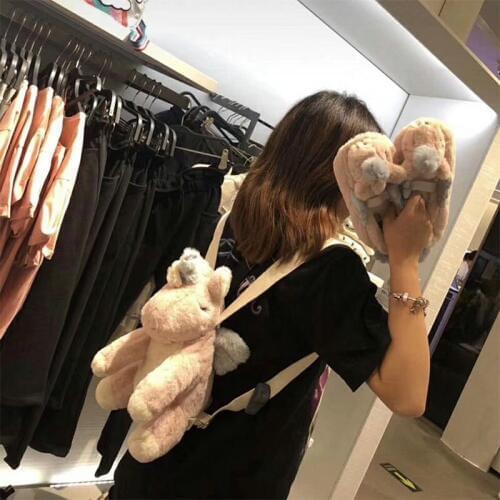 Hot sale cute unicorn backpack pink plush cartoon girl bag sweet heart high quality handbag stuffed baby bag Appease Doll gift
