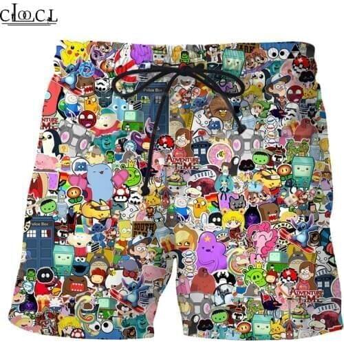 CLOOCL Cartoon Gang Character Collage 3D Print Fashion Men Shorts Loose Harajuku Summer Beach Casual Hip Hop Wild Shorts
