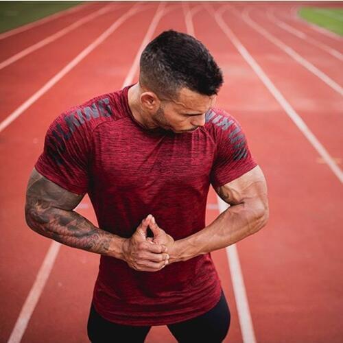 New Compression T-shirt Jogger Sporting Skinny Tee Shirt Male Gyms Fitness Bodybuilding Workout grey red Tops Crossfits Clothing