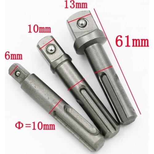 NEW 3pcs/Set 1/4"3/8"1/2" SDS Socket Driver Drills Adaptor Connector Hammer Drill Impact Head Tools