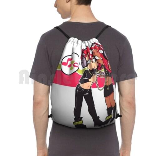 Octo Headphones Backpack Drawstring Bags Gym Bag Waterproof Octo Expansion Agent 8 Inkling Splatoon Splatoon 2 Splat Hero