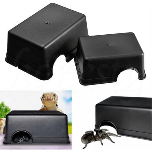 PC Medium/Large Reptiles Plastic Hide Box Black For Lizards Snakes Rodents
