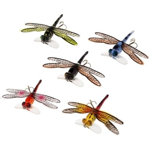 Popper Fishing Bait Lure Life-like Dragonfly Floating Fly Fishing Flies 75mm